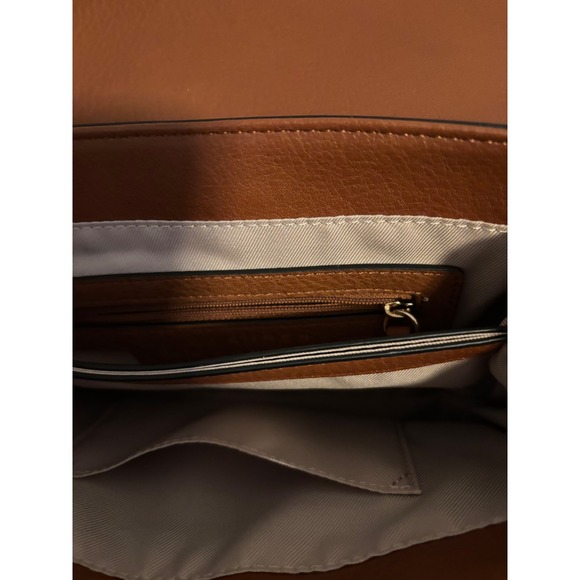 Lauren Conrad Brown Faux Leather Crossbody Bag Flap Closure Adjustable Strap - Picture 3 of 4